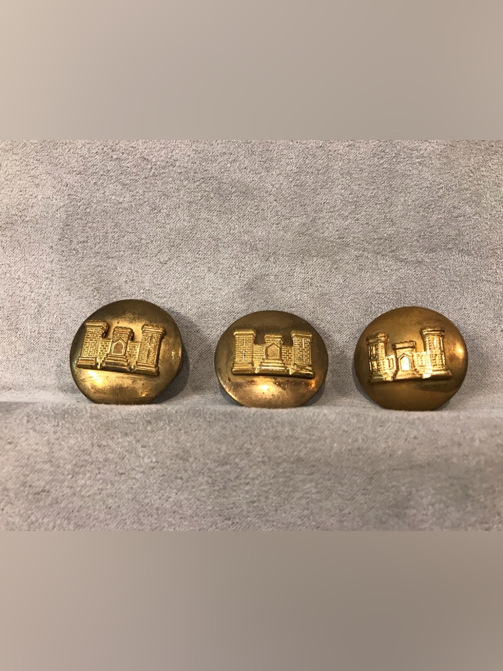 US Army Brass Engineering Corp Pins - Set of 3